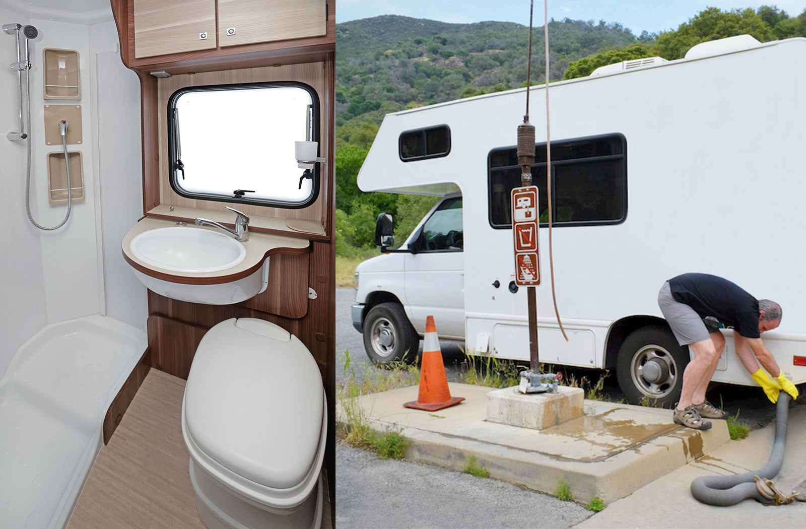Portable RV/camper toilet and holding tank setup in Harrisburg, Pennsylvania